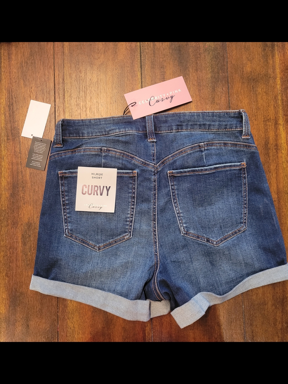 NWT Celebrity Pink Curvy Roll-Cuff Jean Shorts — Blue - Picture 2 of 6